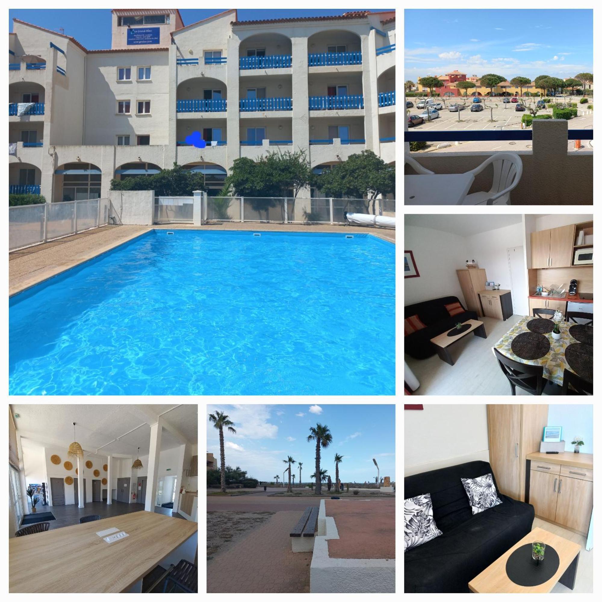 Coquet Studio 4 Pers, Piscine,Clim Mobile, Plage A 300 M,A 5Min A Pied Du Lydia 르발카레스 외부 사진